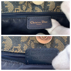 ディオール トロッター トートバッグ ショルダーバッグ ネイビー キャンバス レザー レディース Dior 中古