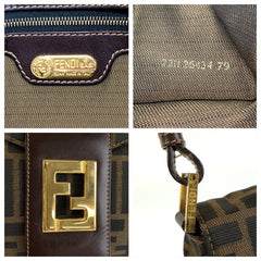 フェンディ ズッカ ショルダーバッグ 2211 2643479 ブラウン キャンバス レザー レディース FENDI 中古