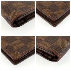 ルイ ヴィトン ダミエ ポルトフォイユブラザ 長財布 ロングウォレット N60017 ブラウン PVC メンズ LOUIS VUITTON 中古