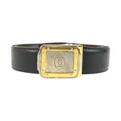 カルティエ ベルト ブラック 黒 レザー メタル メンズ CARTIER 中古