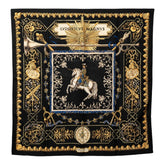 エルメス カレ90 LVDOVICVS MAGNVS 白い馬に跨ったルイ14世 スカーフ 大判スカーフ ブラック レディース HERMES 中古