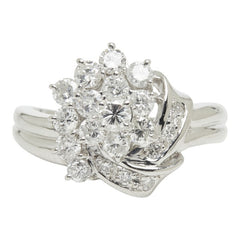 ダイヤモンド Pt850 プラチナ ダイヤ1.00ct フラワーモチーフ リング 指輪 レディース 13.5号 中古