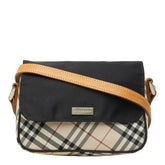 バーバリー ノバチェック ショルダーバッグ ポシェット ベージュ ブラック ナイロン レザー レディース BURBERRY 中古