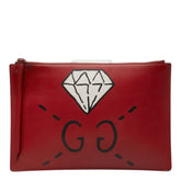 グッチ グッチゴースト セカンドバッグ クラッチバッグ ポーチ 445597 レッド ブラック レザー レディース GUCCI 中古