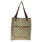 グッチ オールドグッチ シェリーライン トートバッグ ショルダーバッグ 39 02 041 ブラウン PVC レザー レディース GUCCI 中古