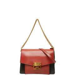 ジバンシー GV3 スモール ハンドバッグ 2WAY ショルダーバッグ レッド ブラック レザー スウェード レディース Givenchy 中古