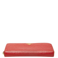 プラダ ヴィッテロ ムーブ ラウンドファスナー 長財布 ウォレット 1ML506 レッド レザー レディース PRADA 中古