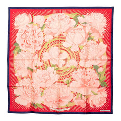 エルメス カレ90 Les Pivoines レ ピヴォワンヌ 芍薬 牡丹 スカーフ 大判スカーフ ピンク系 シルク レディース HERMES 中古