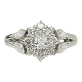ダイヤモンド Pt900 プラチナ ダイヤ1.00ct フラワーモチーフ リング 指輪 レディース 9号 中古