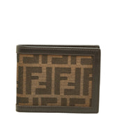 フェンディ ズッカ 二つ折り財布 22927M0001 ブラウン キャンバス レザー レディース FENDI 中古