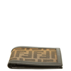 フェンディ ズッカ 二つ折り財布 22927M0001 ブラウン キャンバス レザー レディース FENDI 中古
