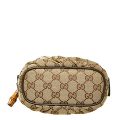 グッチ バンブー コスメポーチ アクセサリーポーチ 246175 ベージュ キャンバス レザー レディース GUCCI 中古