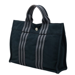 エルメス フールトゥ PM トートバッグ ブラック シルバー金具 キャンバス レディース HERMES 中古