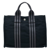 エルメス フールトゥ PM トートバッグ ブラック シルバー金具 キャンバス レディース HERMES 中古