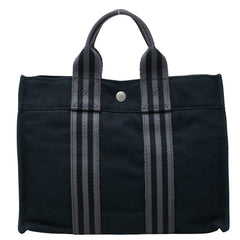 エルメス フールトゥ PM トートバッグ ブラック シルバー金具 キャンバス レディース HERMES 中古