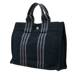 エルメス フールトゥ PM トートバッグ ブラック シルバー金具 キャンバス レディース HERMES 中古