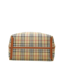 バーバリー ロンドン ノバチェック トートバッグ ラージ ベージュ キャンバス レザー レディース BURBERRY 中古