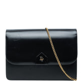 ディオール ロゴフラップ チェーン ショルダーバッグ ブラック レザー レディース Dior 中古