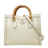 グッチ GGマーモント バンブー ダイアナ スモール ハンドバッグ ショルダーバッグ 2WAY 660195 ホワイト レザー レディース GUCCI 中古