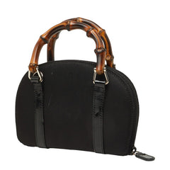 グッチ バンブー ハンドバッグ ショルダーバッグ 2WAY ブラック ナイロン レザー レディース GUCCI 中古