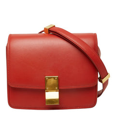 セリーヌ クラシックボックス ショルダーバッグ レッド レザー レディース CELINE 中古