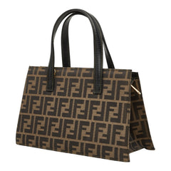 フェンディ ズッカ ハンドバッグ ショルダーバッグ 2WAY ベージュ ブラック キャンバス レザー レディース FENDI 中古