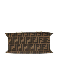 フェンディ ズッカ ハンドバッグ ショルダーバッグ 2WAY ベージュ ブラック キャンバス レザー レディース FENDI 中古