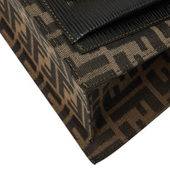 フェンディ ズッカ ハンドバッグ ショルダーバッグ 2WAY ベージュ ブラック キャンバス レザー レディース FENDI 中古
