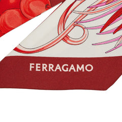 サルヴァトーレフェラガモ バンドゥ スカーフ ツイリー レッド系 シルク レディース Salvatore Ferragamo 中古