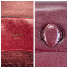 カルティエ マストライン ショルダーバッグ ワインレッド ボルドー レザー レディース CARTIER 中古
