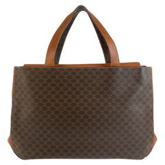 セリーヌ マカダム トートバッグ ハンドバッグ ブラウン PVC レザー レディース CELINE 中古