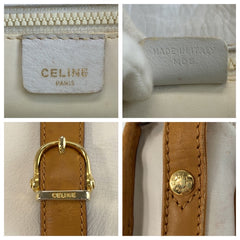セリーヌ ショルダーバッグ ポシェット ホワイト ブラウン レザー レディース CELINE 中古