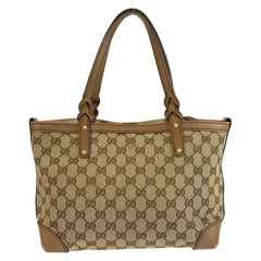 グッチ GGキャンバス トートバッグ ハンドバッグ 269878 ブラウン ベージュ キャンバス レザー レディース GUCCI 中古