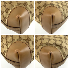 グッチ GGキャンバス トートバッグ ハンドバッグ 269878 ブラウン ベージュ キャンバス レザー レディース GUCCI 中古