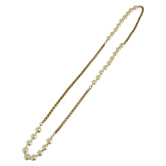 シャネル ロング ネックレス ゴールド メッキ フェイクパール レディース CHANEL 中古