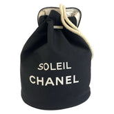シャネル ショルダーバッグ プールバッグ ブラック 黒 ホワイト キャンバス ビニール レディース CHANEL 中古