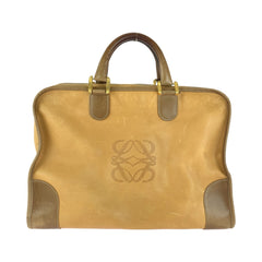 ロエベ アナグラム アマソナ40 ハンドバッグ ボストンバッグ ベージュ レザー レディース LOEWE 中古
