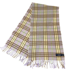 バーバリー チェック柄 マフラー 男女兼用 パープル マルチカラー カシミヤ レディース BURBERRY 中古