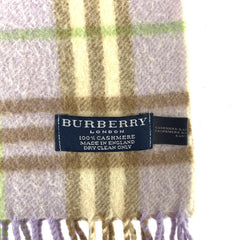 バーバリー チェック柄 マフラー 男女兼用 パープル マルチカラー カシミヤ レディース BURBERRY 中古