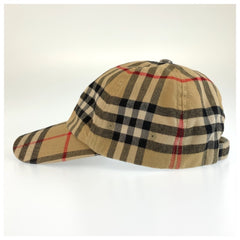 バーバリー ノバチェック キャップ 帽子 ベージュ コットン レディース BURBERRY 中古