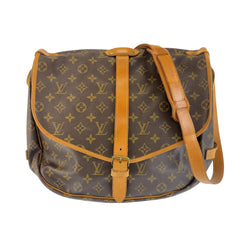 ルイ ヴィトン モノグラム ソミュール35 ショルダーバッグ メッセンジャーバッグ M42254 ブラウン PVC レザー メンズ LOUIS VUITTON 中古