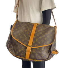 ルイ ヴィトン モノグラム ソミュール35 ショルダーバッグ メッセンジャーバッグ M42254 ブラウン PVC レザー メンズ LOUIS VUITTON 中古