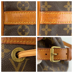 ルイ ヴィトン モノグラム プチノエ 巾着 ショルダーバッグ M42226 ブラウン PVC レザー レディース LOUIS VUITTON 中古