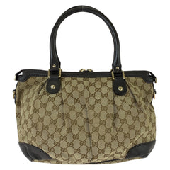 グッチ GGキャンバス スーキー トートバッグ ショルダーバッグ 2WAY 247902 ベージュ ブラウン キャンバス レザー レディース GUCCI 中古
