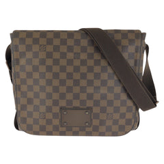 ルイ ヴィトン ダミエ ブルックリンMM ショルダーバッグ メッセンジャーバッグ N51211 ブラウン PVC メンズ LOUIS VUITTON 中古