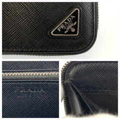 プラダ サフィアーノ 三角ロゴプレート 長財布 ロングウォレット ブラック 黒 レザー メンズ PRADA 中古