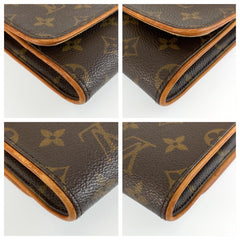 ルイ ヴィトン モノグラム ポシェットツインGM ショルダーバッグ ポシェット M51852 ブラウン PVC レザー レディース LOUIS VUITTON 中古