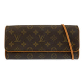 ルイ ヴィトン モノグラム ポシェットツインGM ショルダーバッグ ポシェット M51852 ブラウン PVC レザー レディース LOUIS VUITTON 中古