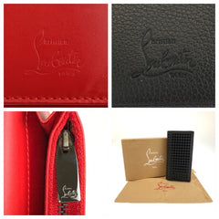 クリスチャンルブタン パネトーネ スパイクスタッズ 長財布 ロングウォレット ブラック 黒 レッド レザー メンズ Christian Louboutin 中古