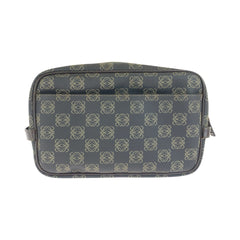 ロエベ リピートアナグラム クラッチバッグ セカンドバッグ ブラック ブラウン PVC メンズ LOEWE 中古